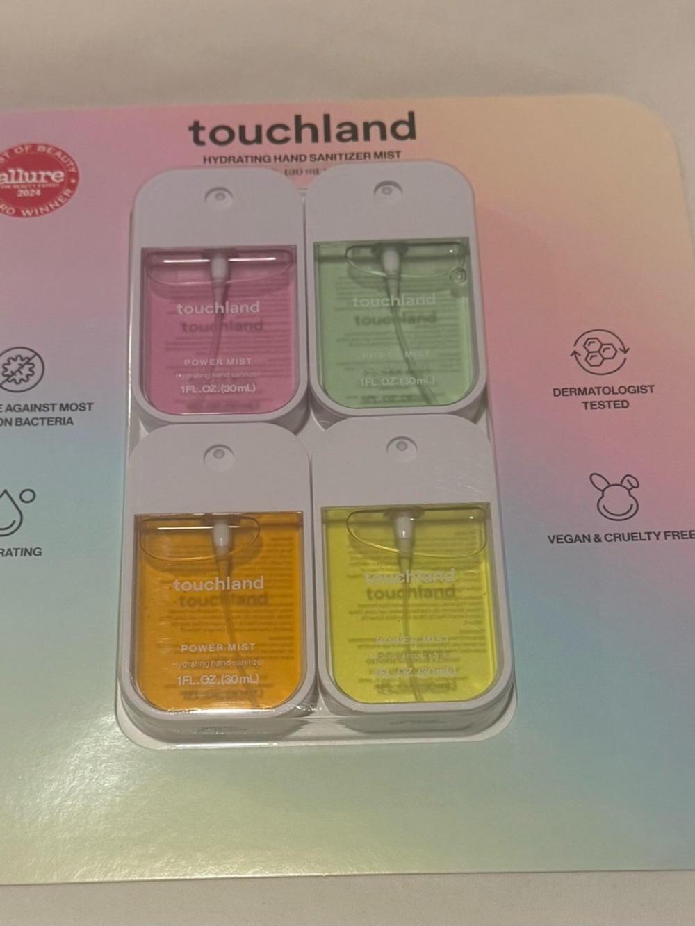 Touchland Hydrating Hand Sanitizer Mist - Pink, Green, Orange, Yellow (4-Pack)